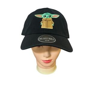 NWT BIOWORLD Star Wars Grogu Baby Yoda Black Adjustable Baseball Cap Hat OSFM